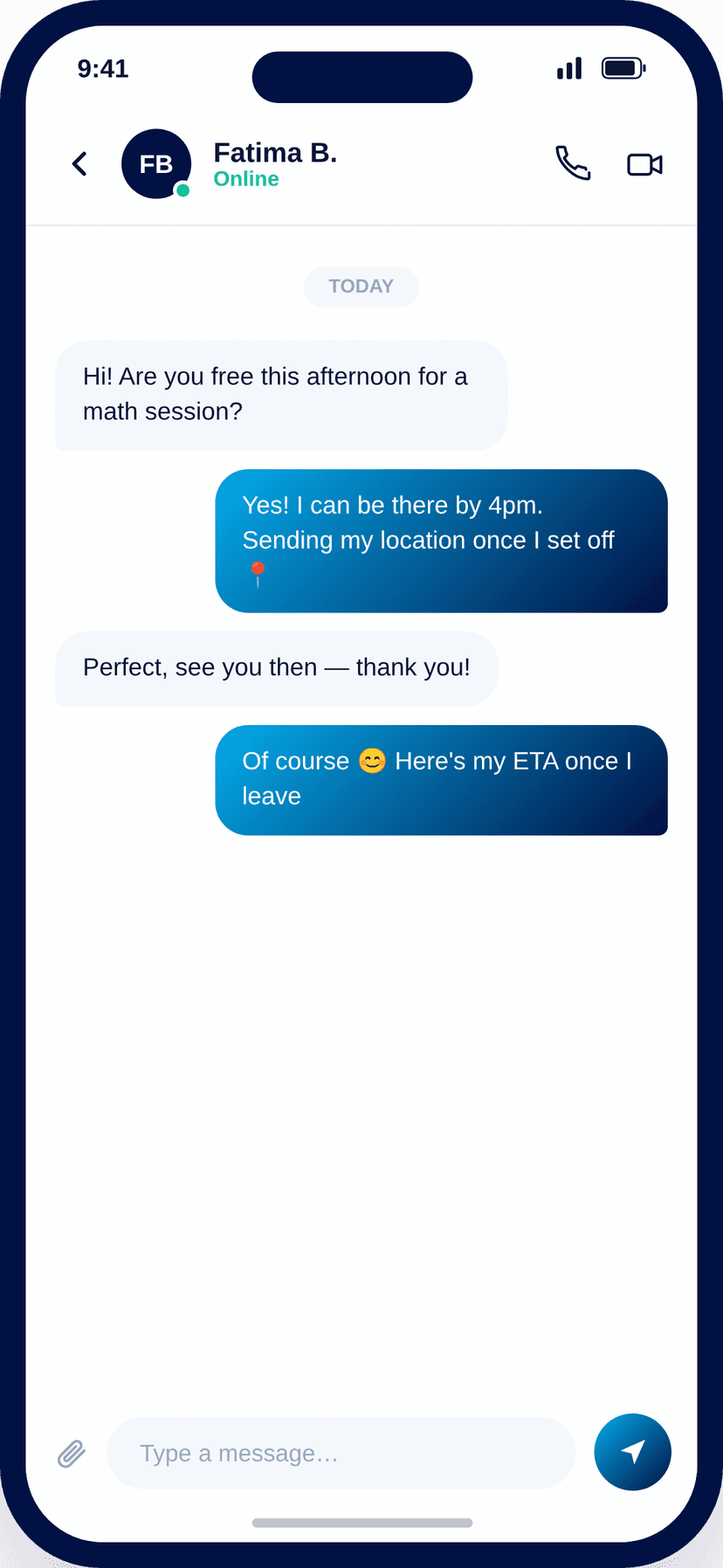 Live chat between a client and a service provider in Pluxrr